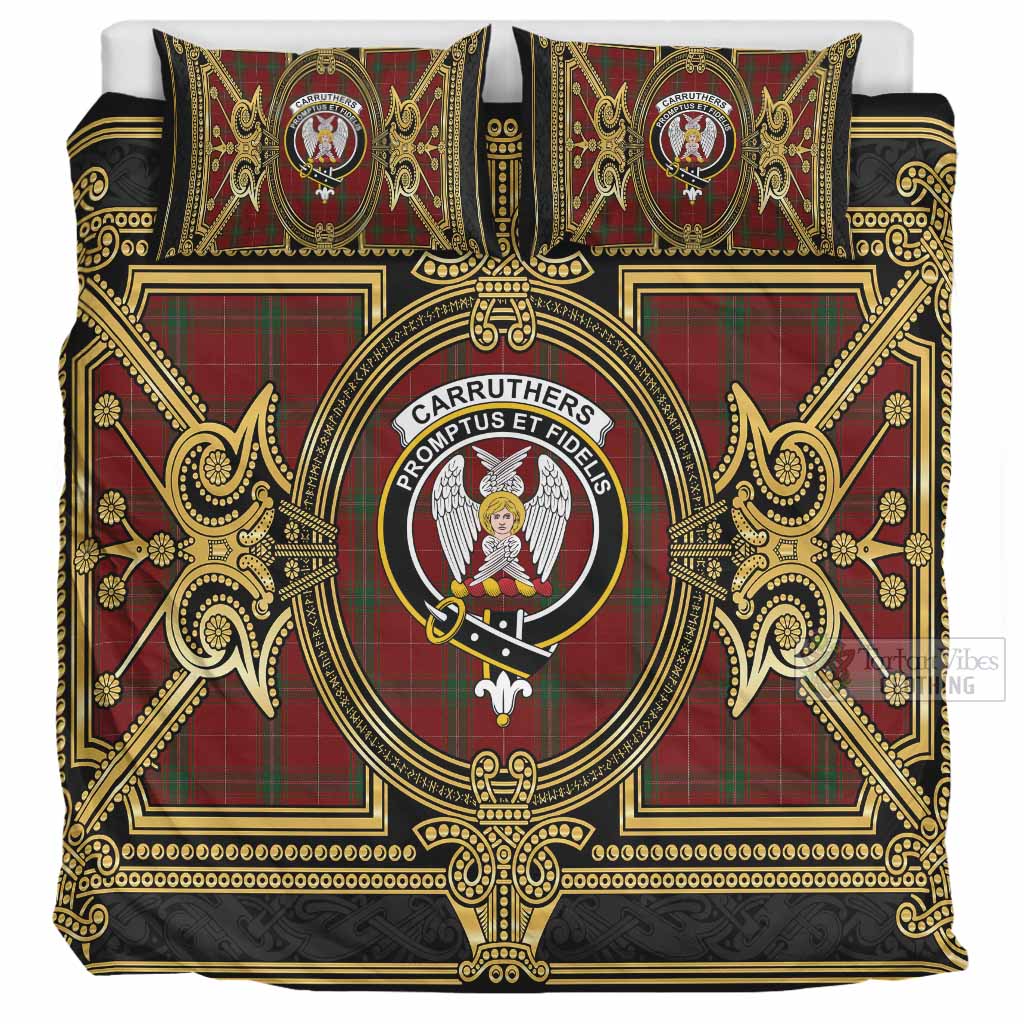 Carruthers Scottish Tartan Crest Bedding Set Royal Stylized UK Bedding Set UK Super King 104*94 inch - Tartan Vibes Clothing