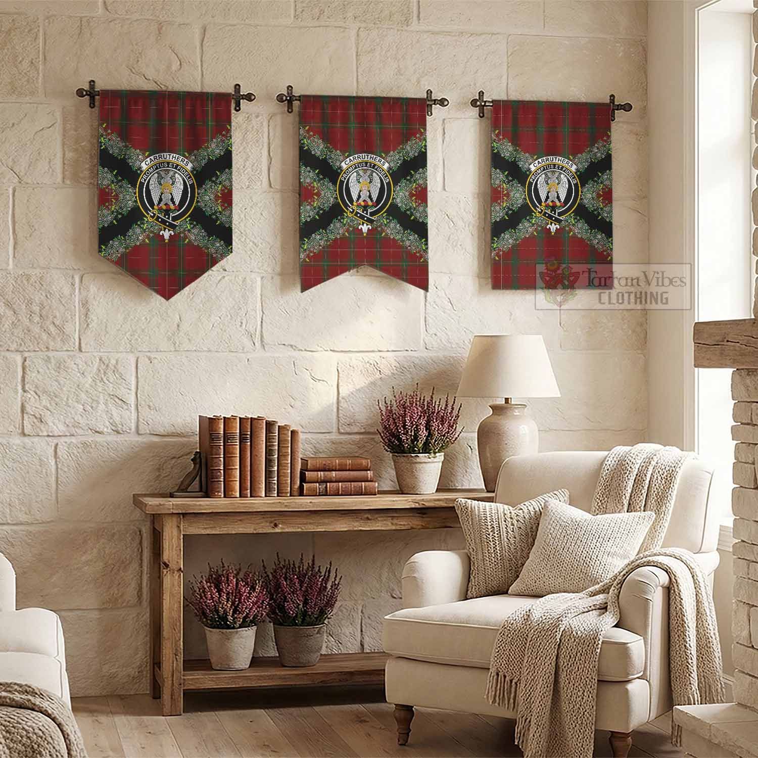 Carruthers Scottish Tartan Crest Gonfalon Thistle Celtic Knotwork Heritage Art - Tartan Vibes Clothing