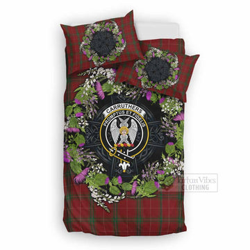 Carruthers Scottish Tartan White Heather With Thistle Bedding Set Beir Buaidh!