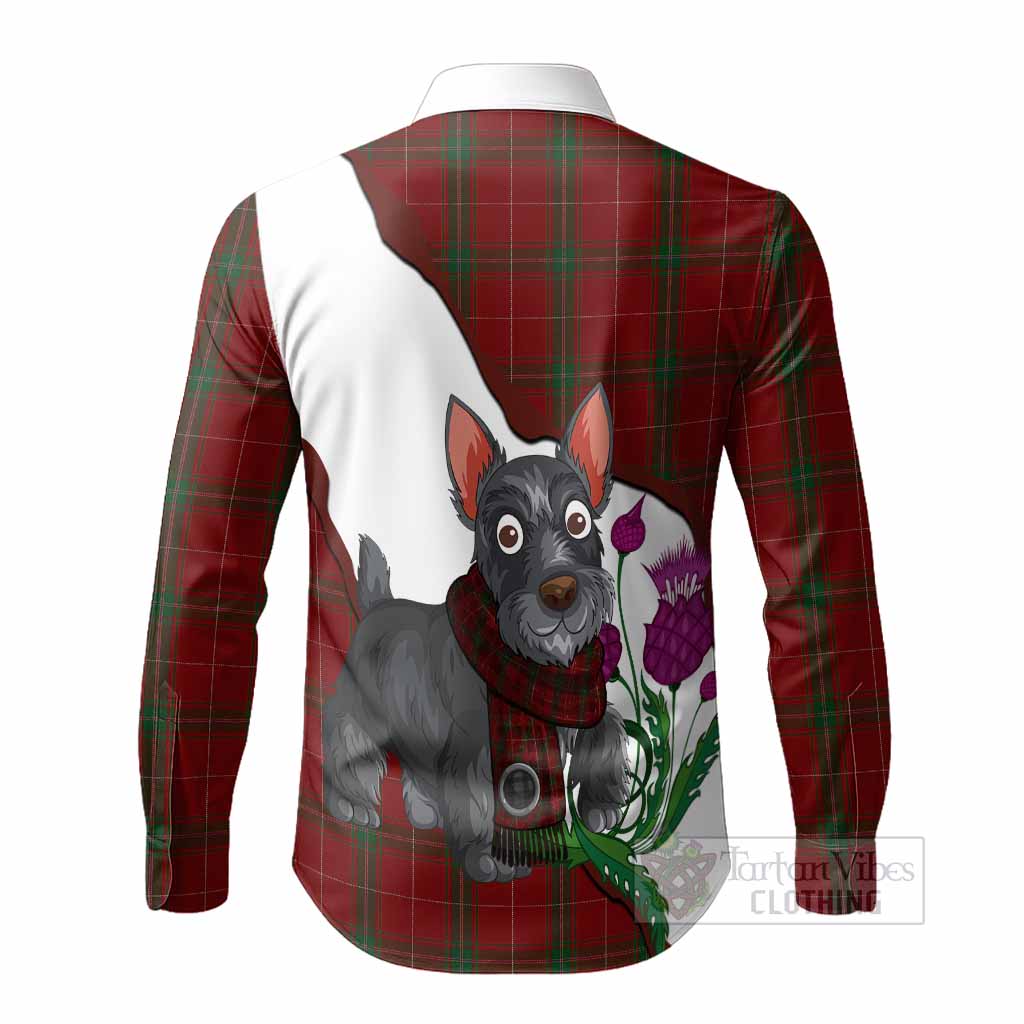 Carruthers Scottish Terrier Tartan Crest Long Sleeve Button Shirts Thistle Heritage Art