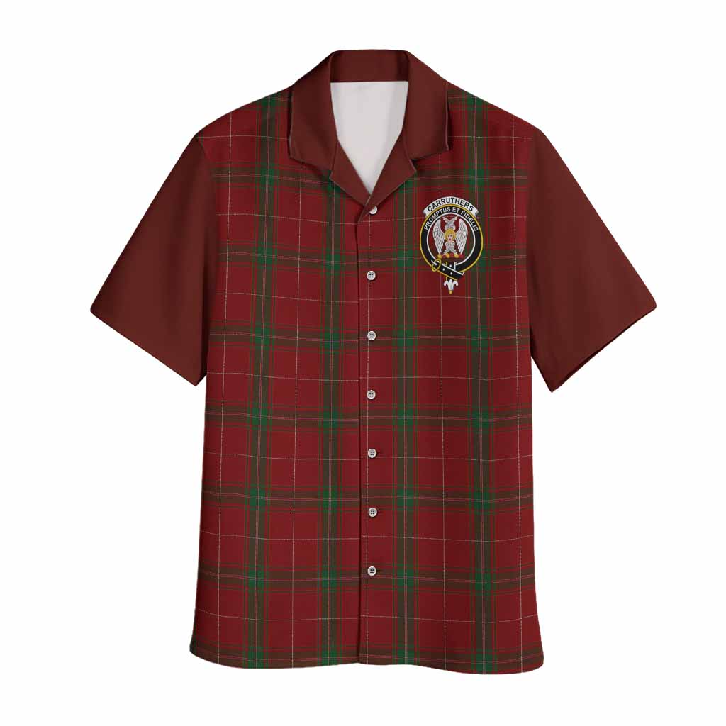 Carruthers Tartan Accent Hawaiian Shirt with Family Crest