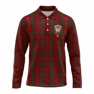 Carruthers Tartan Accent Long Sleeve Polo Shirt with Family Crest