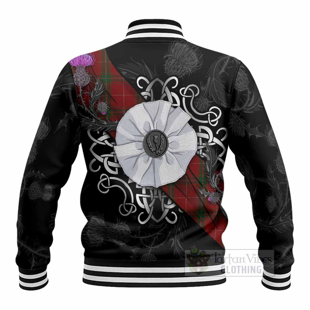 Carruthers Tartan Baseball Jacket Jacobite White Rose - Tartan Vibes Clothing