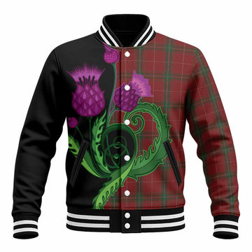 Carruthers Tartan Baseball Jacket Traditional Scottish Thistle