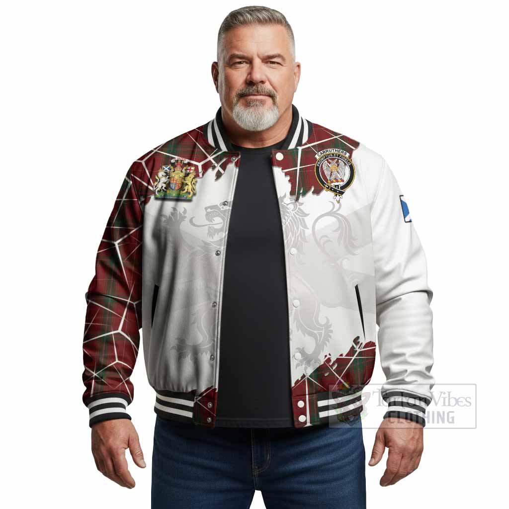 Carruthers Tartan Baseball Jacket with Family Crest and Lion Rampant Grunge Style