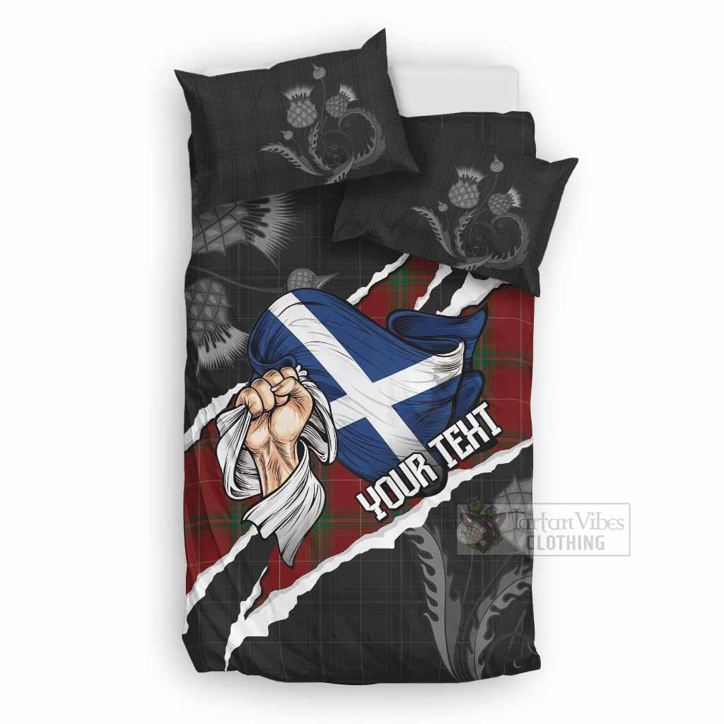 Carruthers Tartan Bedding Set Hands with Scotland National Flags UK Bedding Set UK Double 79*79 inch - Tartan Vibes Clothing