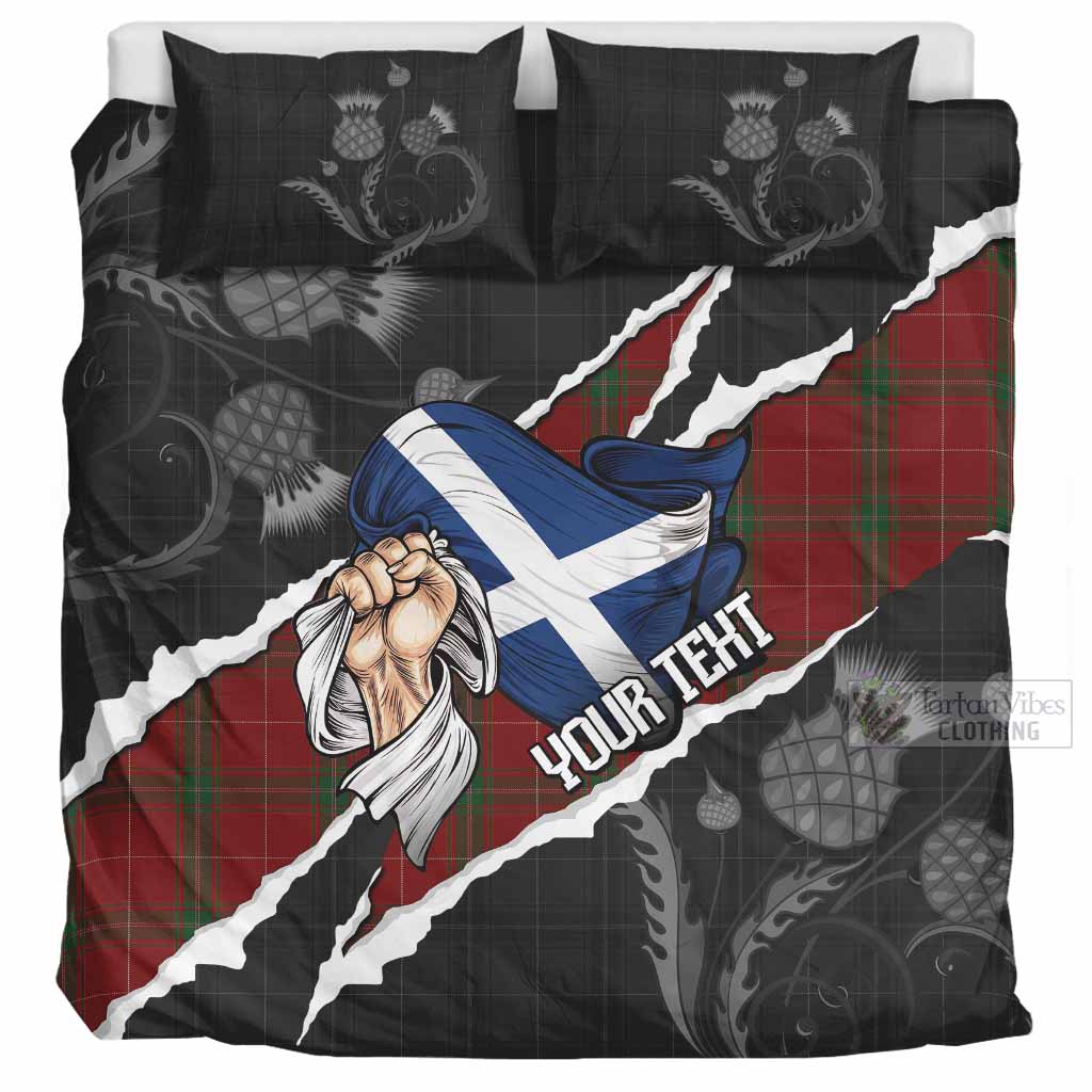 Carruthers Tartan Bedding Set Hands with Scotland National Flags UK Bedding Set UK Super King 104*94 inch - Tartan Vibes Clothing