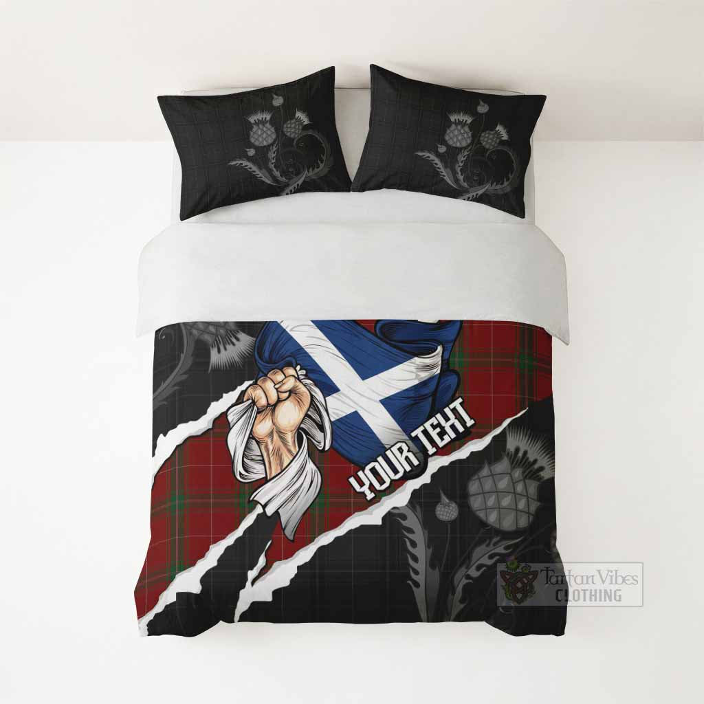 Carruthers Tartan Bedding Set Hands with Scotland National Flags - Tartan Vibes Clothing