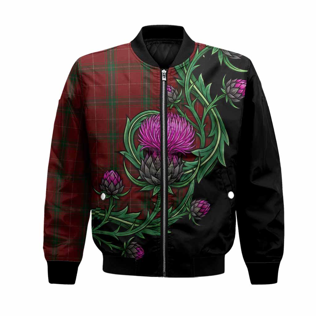 Carruthers Tartan Bomber Jacket Resilient Scottish Thistle Unisex Black - Tartan Vibes Clothing