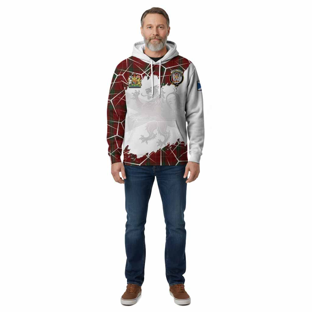 Carruthers Tartan Cotton Hoodie with Family Crest and Lion Rampant Grunge Style