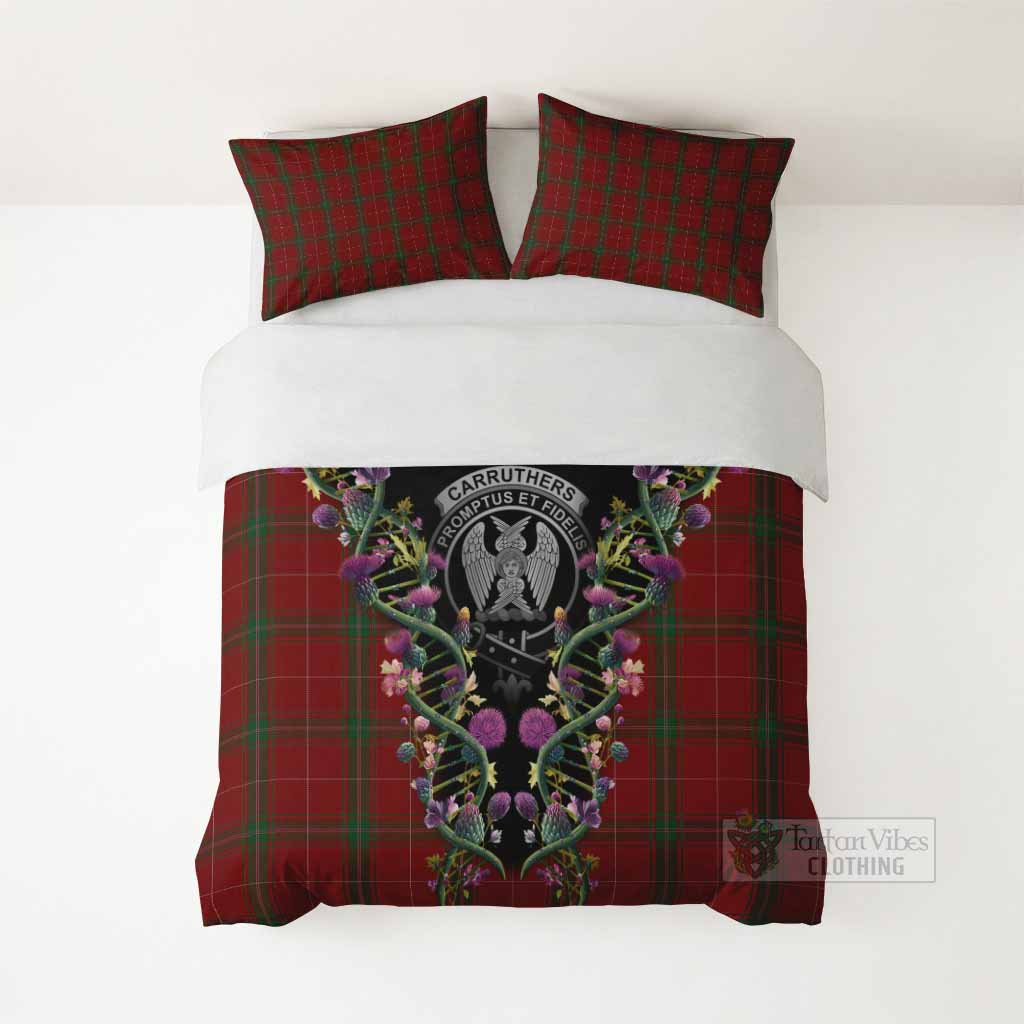 Carruthers Tartan Crest Bedding Set Scottish Heritage Thistle DNA