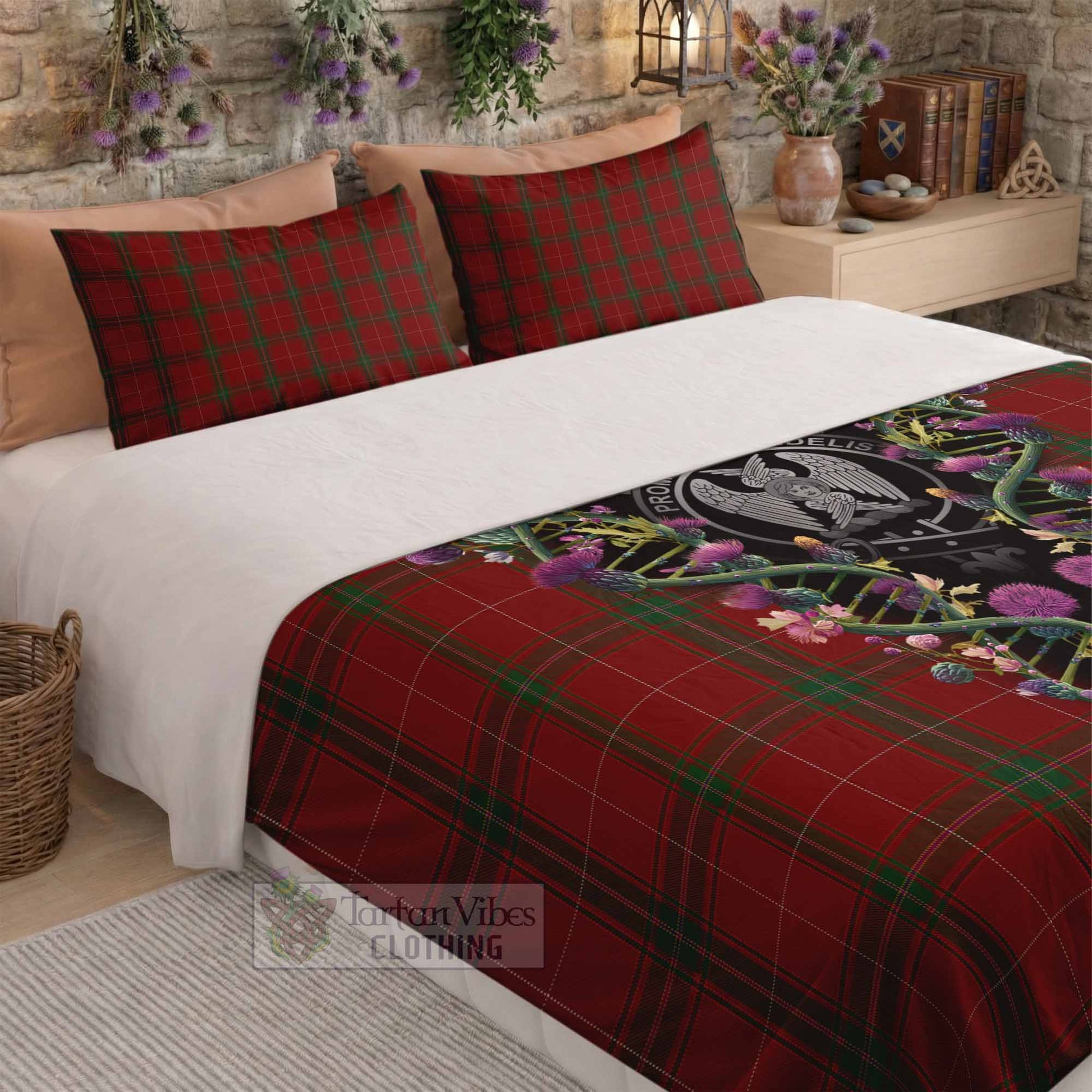 Carruthers Tartan Crest Bedding Set Scottish Heritage Thistle DNA