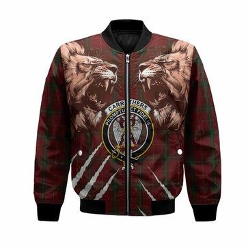 Carruthers Tartan Crest Bomber Jacket Ferocious Lion Style