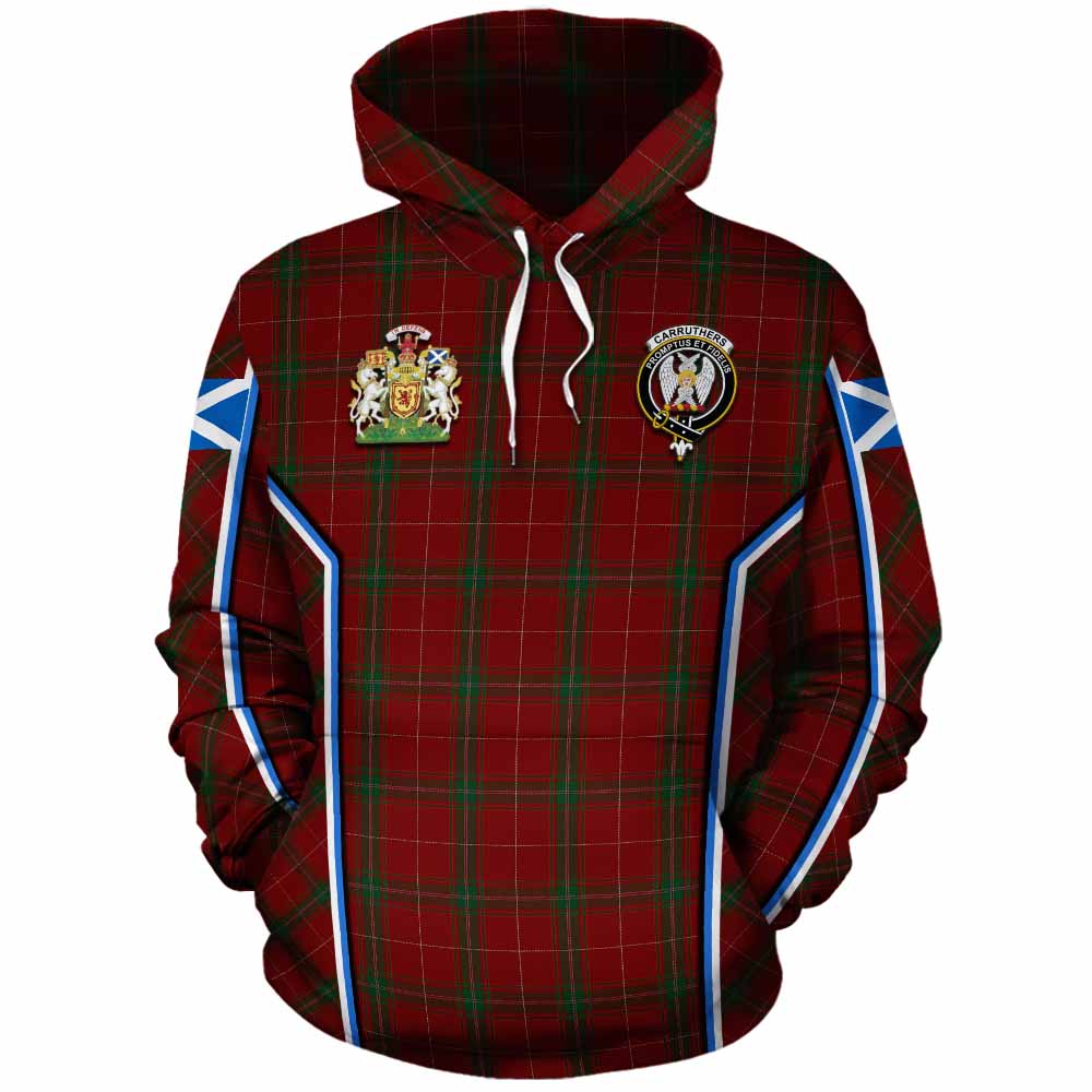 Carruthers Tartan Crest Cotton Hoodie Scotland Coat of Arm Flag Style - Tartan Vibes Clothing