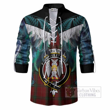 Carruthers Tartan Crest Ghillie Shirt New Zealand Maori Korowai Cloak
