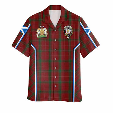 Carruthers Tartan Crest Hawaiian Shirt Scotland Coat of Arm Flag Style