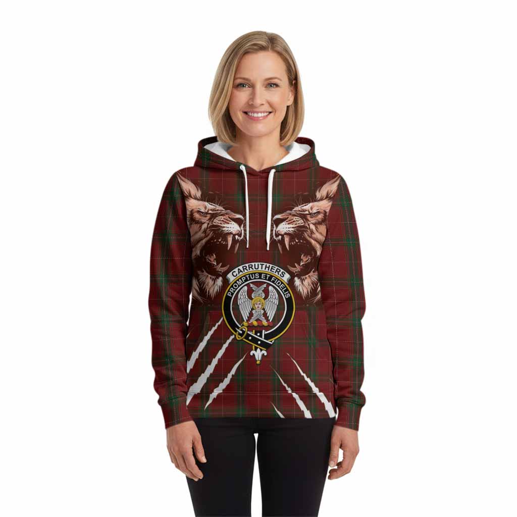 Carruthers Tartan Crest Hoodie Ferocious Lion Style