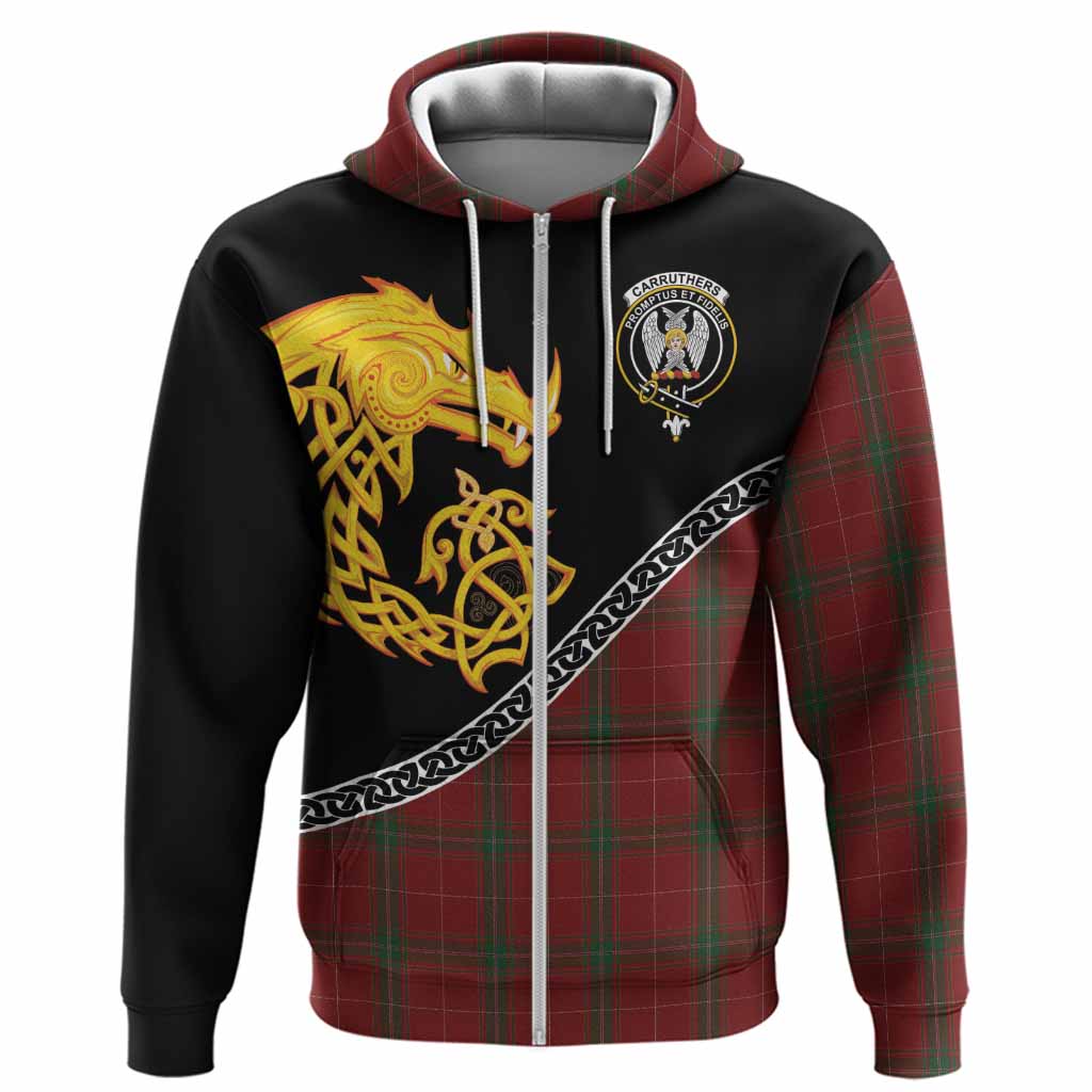 Carruthers Tartan Crest Hoodie Legendary Dragon Knot Half Style