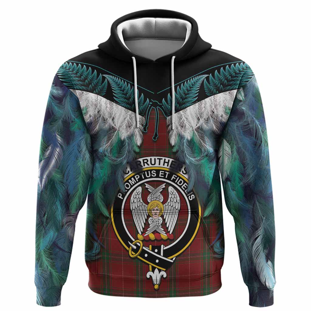 Carruthers Tartan Crest Hoodie New Zealand Maori Korowai Cloak