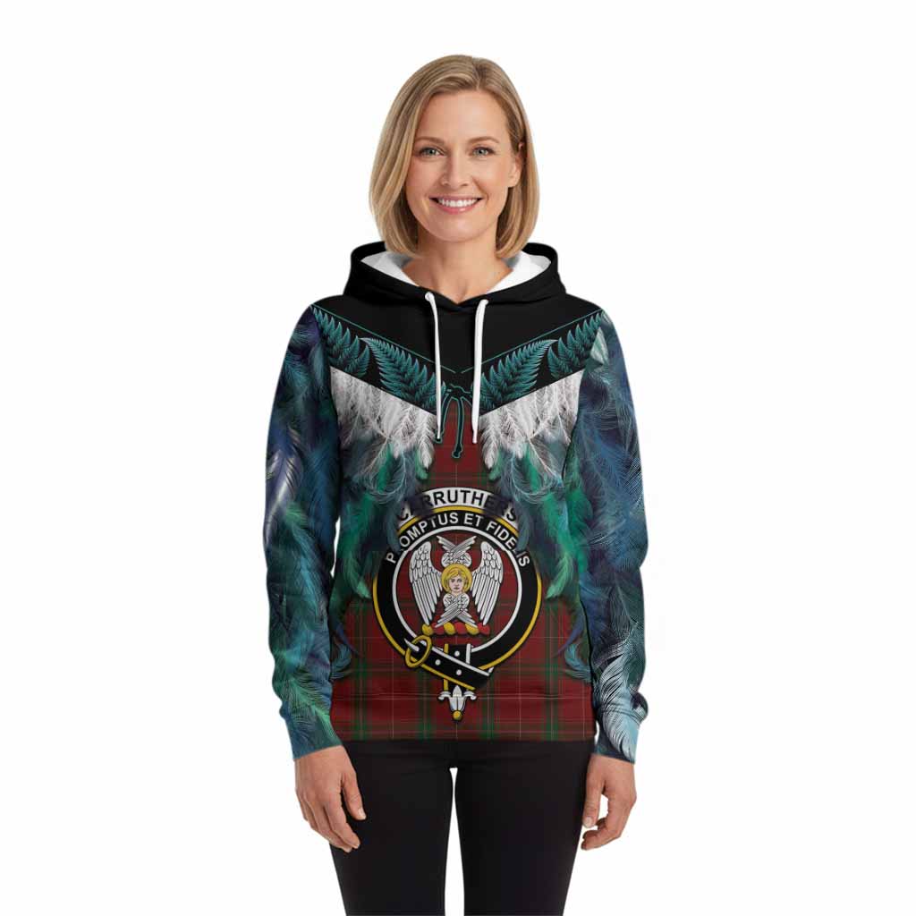 Carruthers Tartan Crest Hoodie New Zealand Maori Korowai Cloak