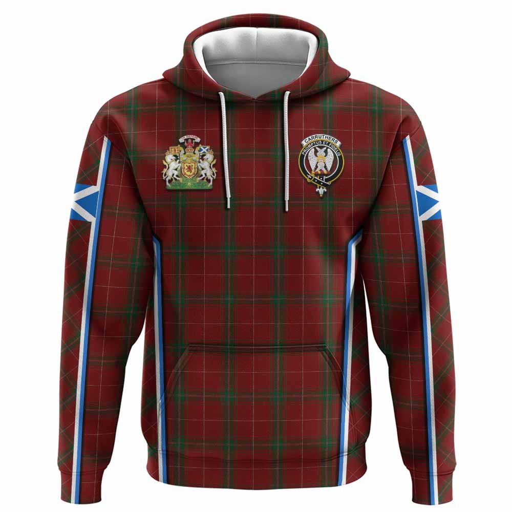 Carruthers Tartan Crest Hoodie Scotland Coat of Arm Flag Style - Tartan Vibes Clothing
