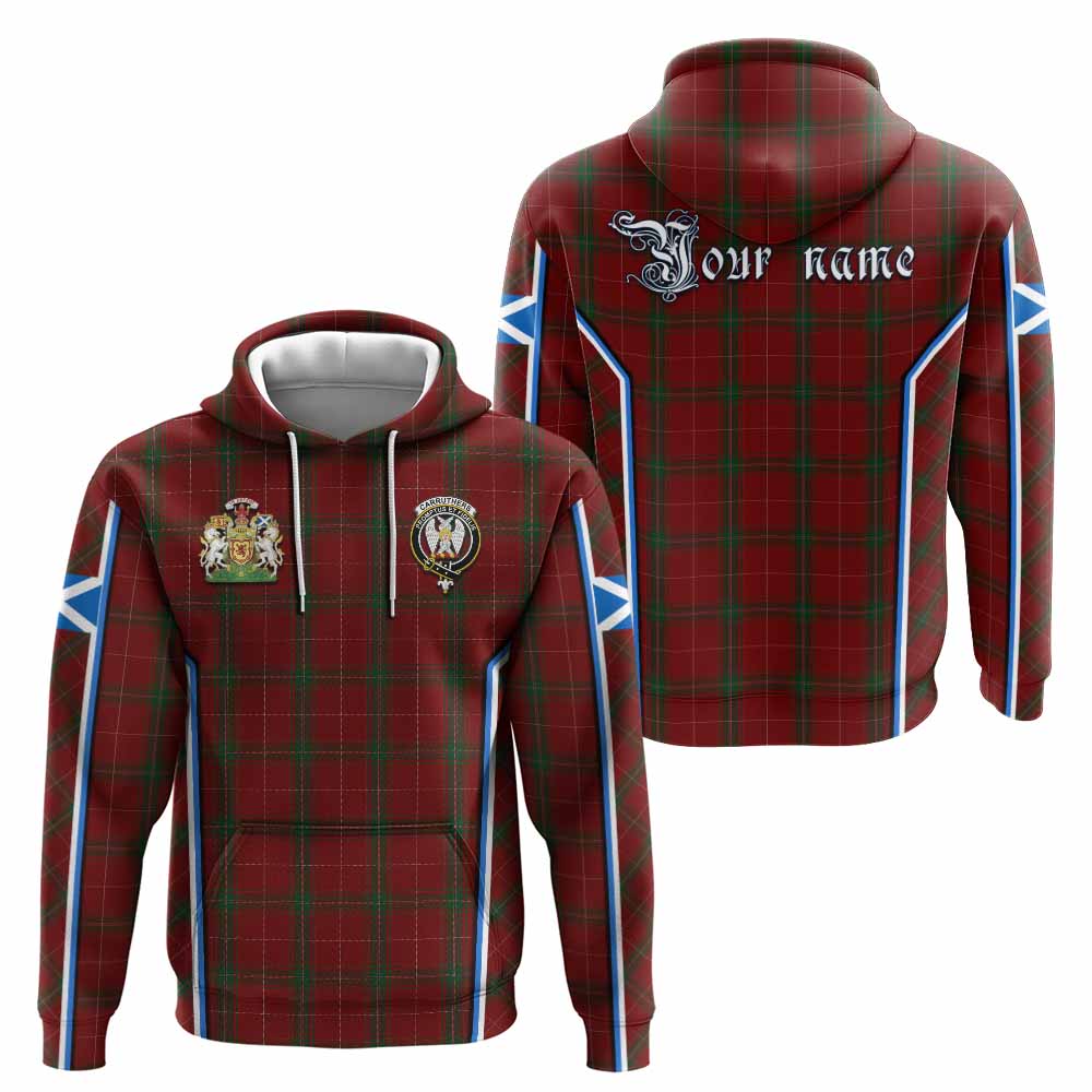 Carruthers Tartan Crest Hoodie Scotland Coat of Arm Flag Style - Tartan Vibes Clothing