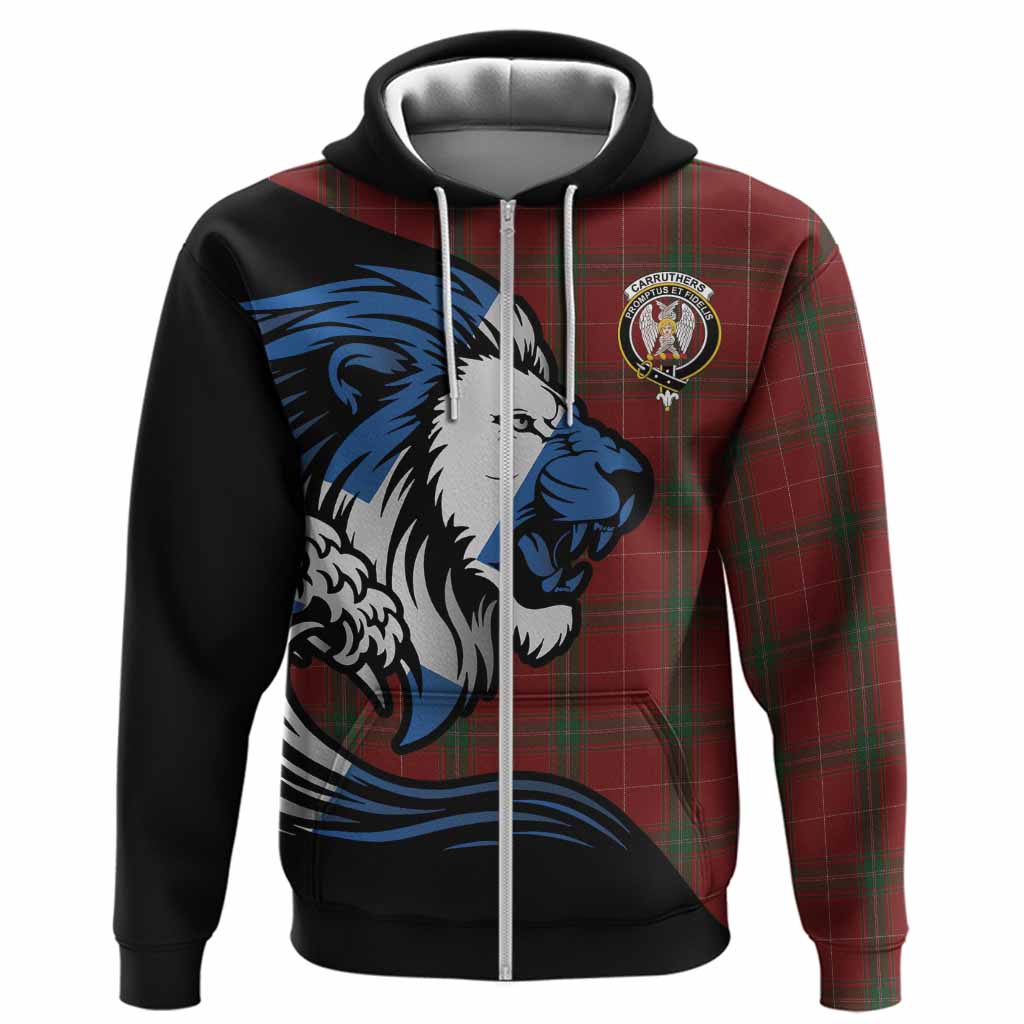 Carruthers Tartan Crest Hoodie Scottish Golden Lions Wave Flow
