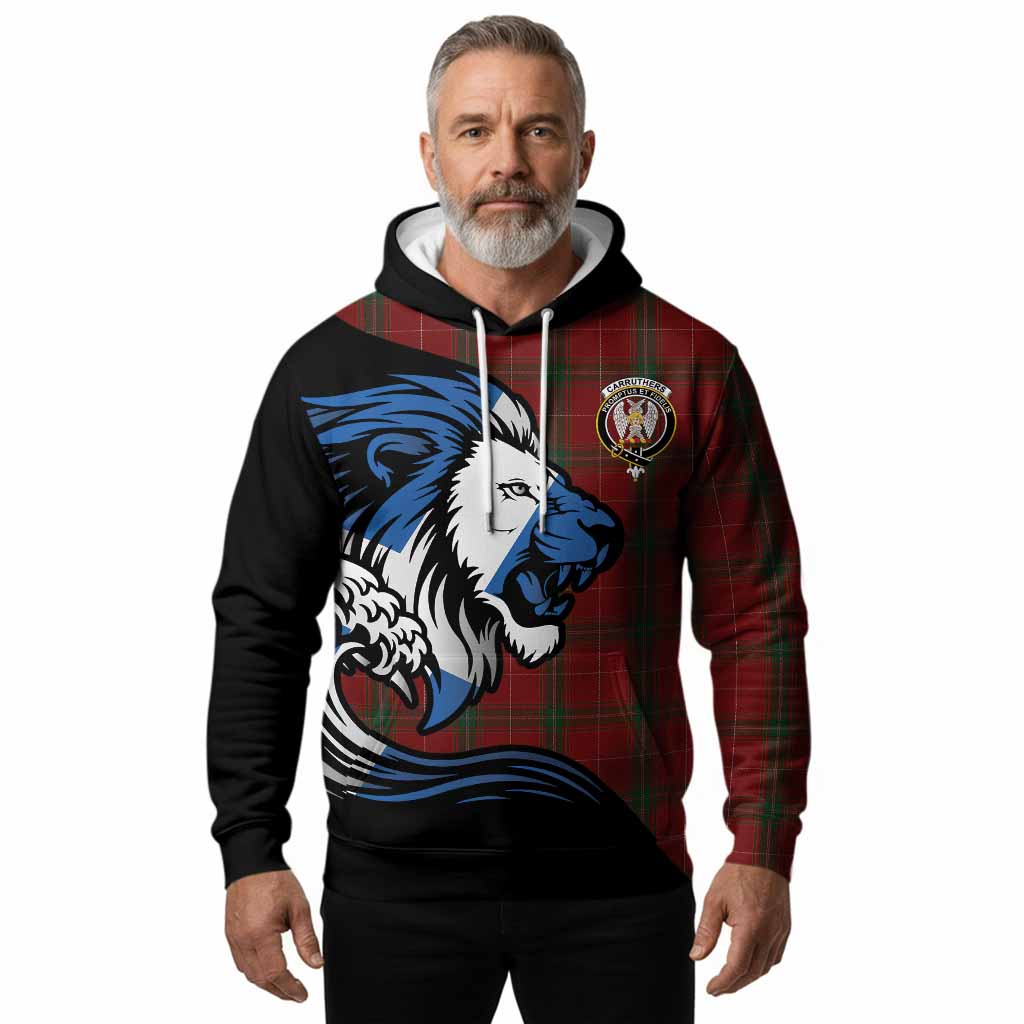 Carruthers Tartan Crest Hoodie Scottish Golden Lions Wave Flow