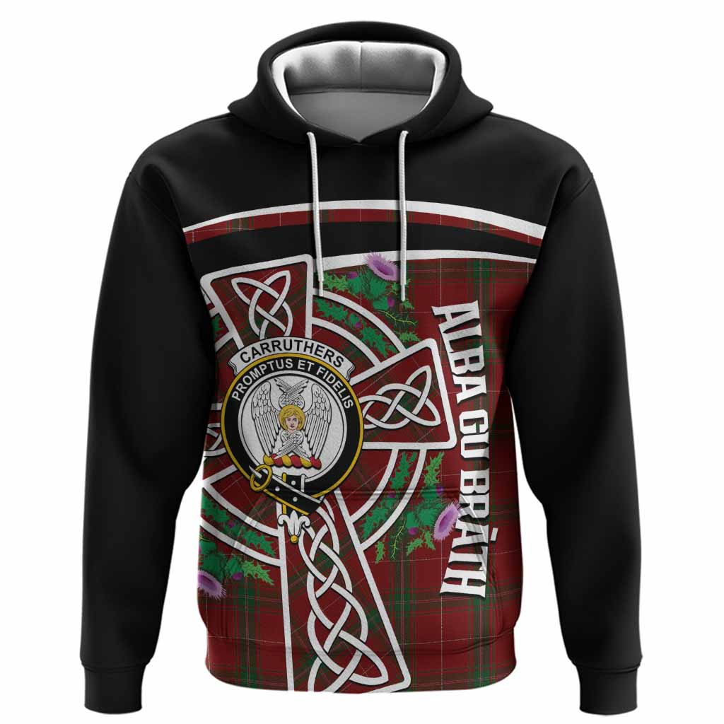 Carruthers Tartan Crest Hoodie Scottish Thistle Celtic Cross Alba Gu Brath