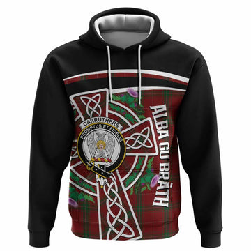 Carruthers Tartan Crest Hoodie Scottish Thistle Celtic Cross Alba Gu Brath