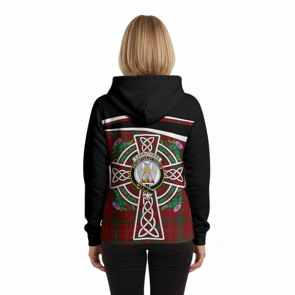 Carruthers Tartan Crest Hoodie Scottish Thistle Celtic Cross Alba Gu Brath