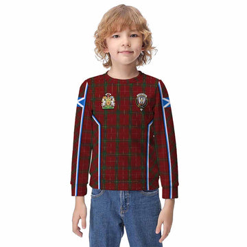 Carruthers Tartan Crest Kid Knitted Sweatshirt Scotland Coat of Arm Flag Style