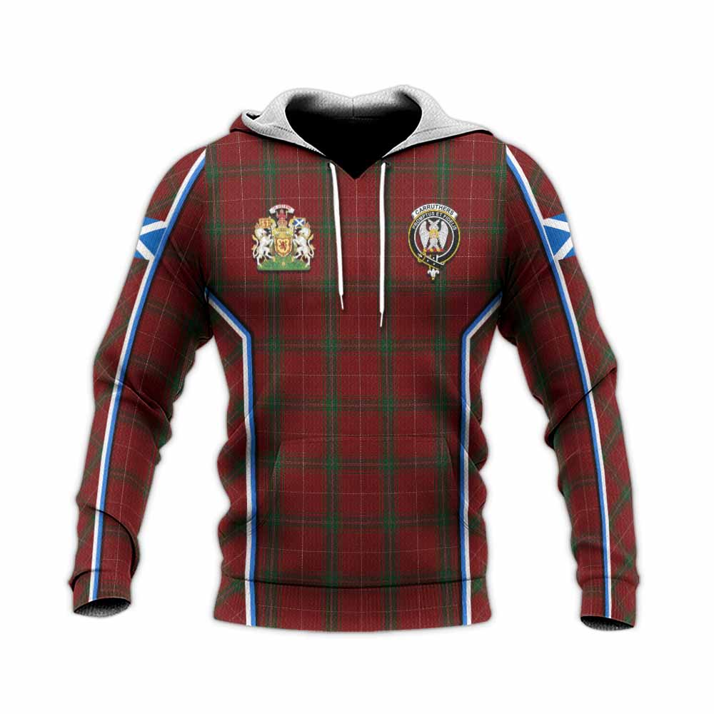 Carruthers Tartan Crest Knitted Hoodie Scotland Coat of Arm Flag Style - Tartan Vibes Clothing