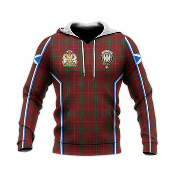 Carruthers Tartan Crest Knitted Hoodie Scotland Coat of Arm Flag Style