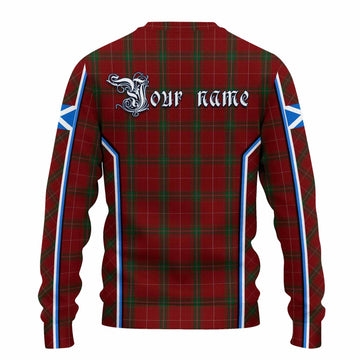 Carruthers Tartan Crest Knitted Sweater Scotland Coat of Arm Flag Style