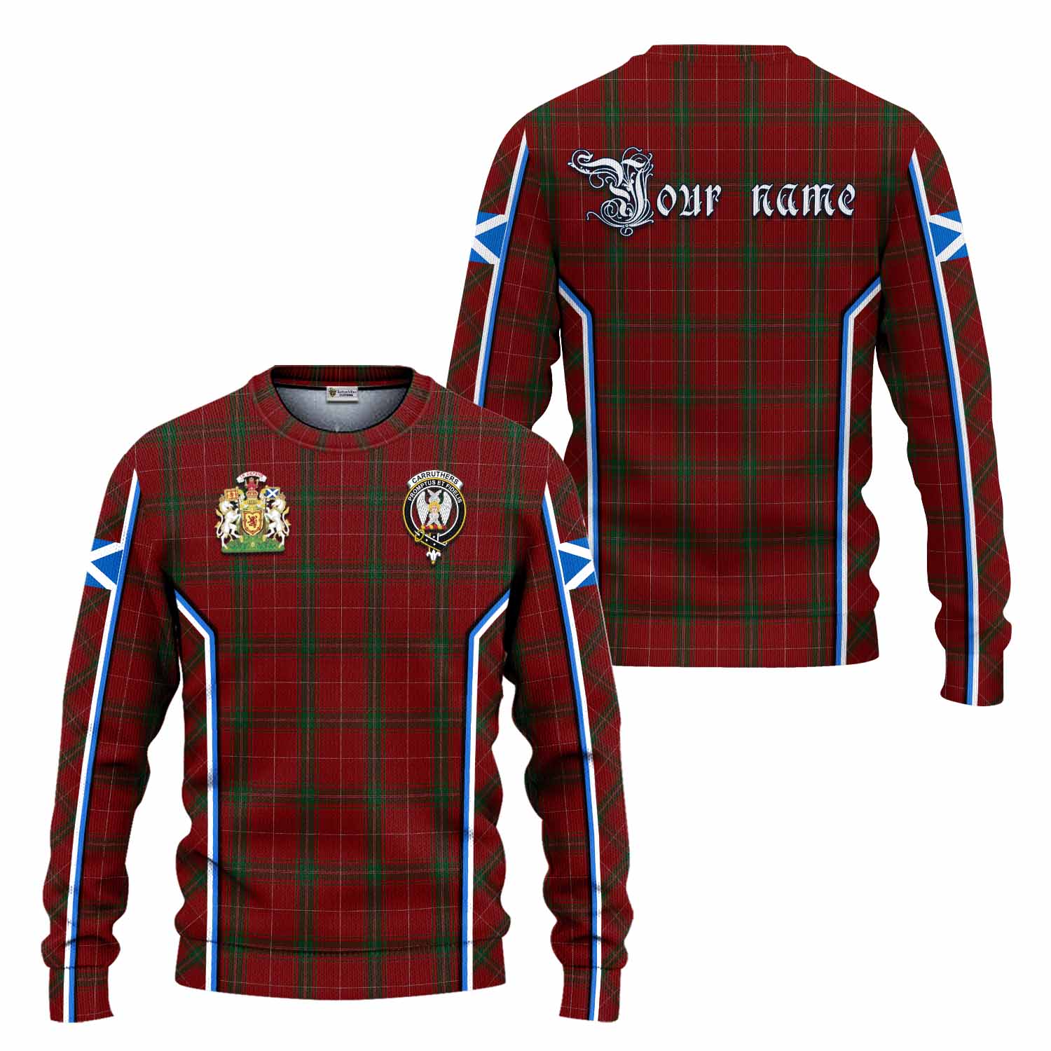 Carruthers Tartan Crest Knitted Sweater Scotland Coat of Arm Flag Style - Tartan Vibes Clothing