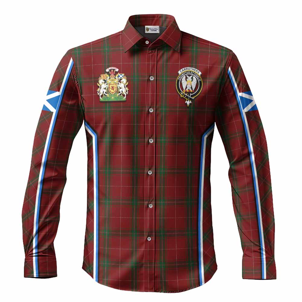 Carruthers Tartan Crest Long Sleeve Button Shirts Scotland Coat of Arm Flag Style - Tartan Vibes Clothing