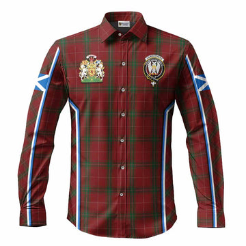 Carruthers Tartan Crest Long Sleeve Button Shirts Scotland Coat of Arm Flag Style