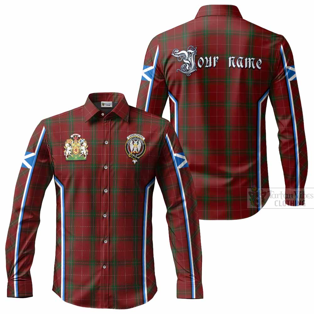 Carruthers Tartan Crest Long Sleeve Button Shirts Scotland Coat of Arm Flag Style - Tartan Vibes Clothing