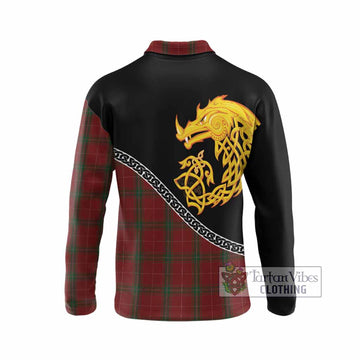 Carruthers Tartan Crest Long Sleeve Polo Shirt Legendary Dragon Knot Half Style