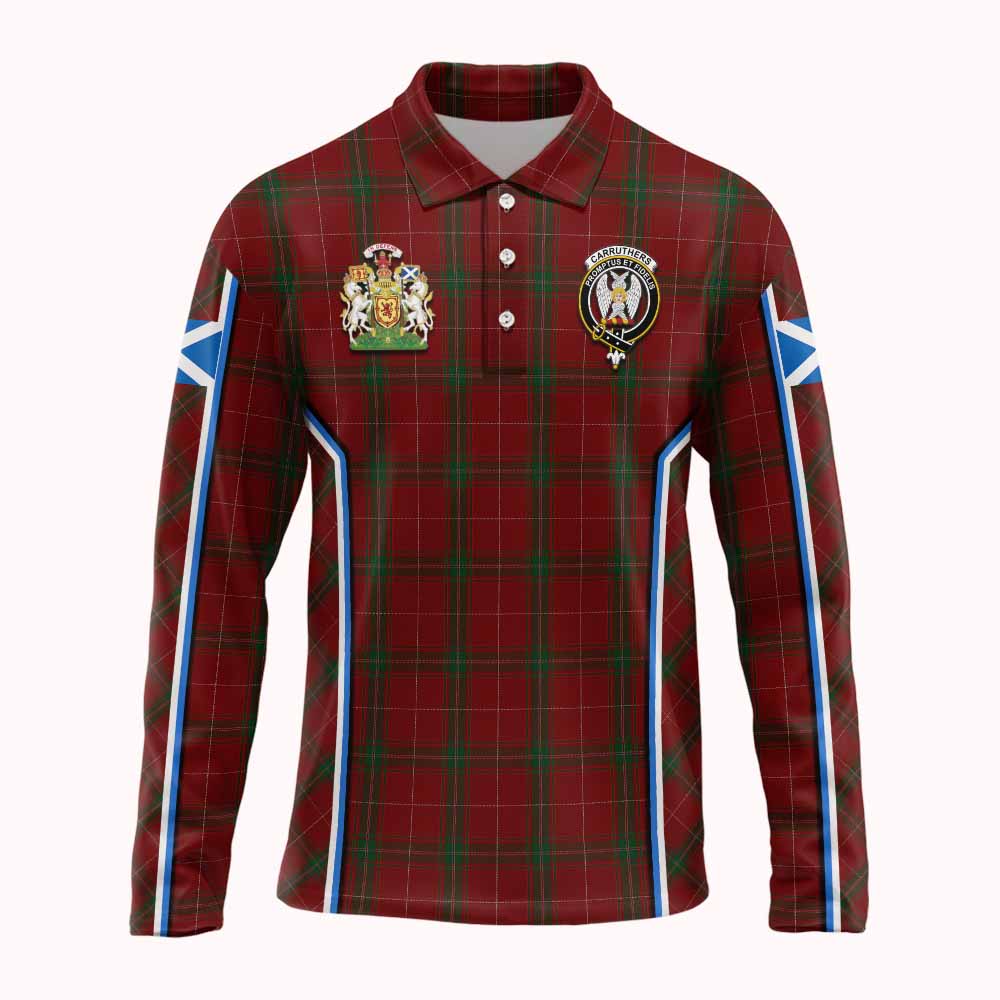 Carruthers Tartan Crest Long Sleeve Polo Shirt Scotland Coat of Arm Flag Style - Tartan Vibes Clothing