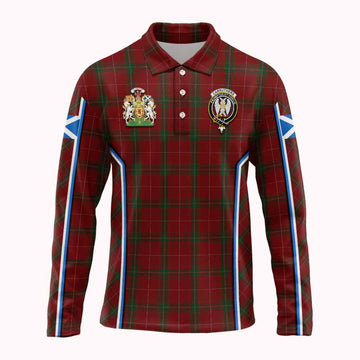 Carruthers Tartan Crest Long Sleeve Polo Shirt Scotland Coat of Arm Flag Style