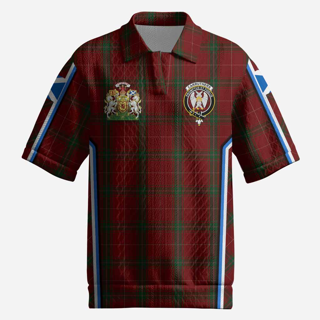 Carruthers Tartan Crest Men’s Polo Sweater Top Scotland Coat of Arm Flag Style