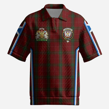 Carruthers Tartan Crest Men’s Polo Sweater Top Scotland Coat of Arm Flag Style