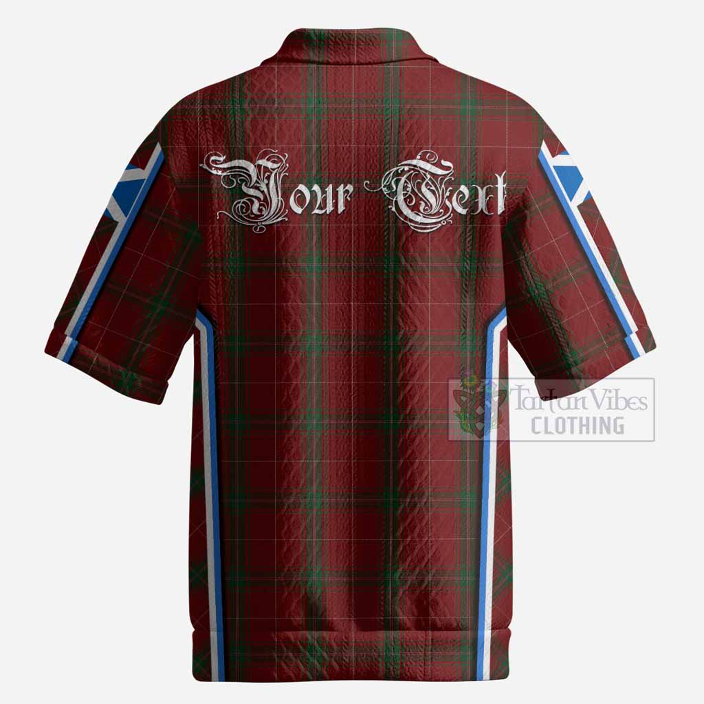 Carruthers Tartan Crest Men’s Polo Sweater Top Scotland Coat of Arm Flag Style