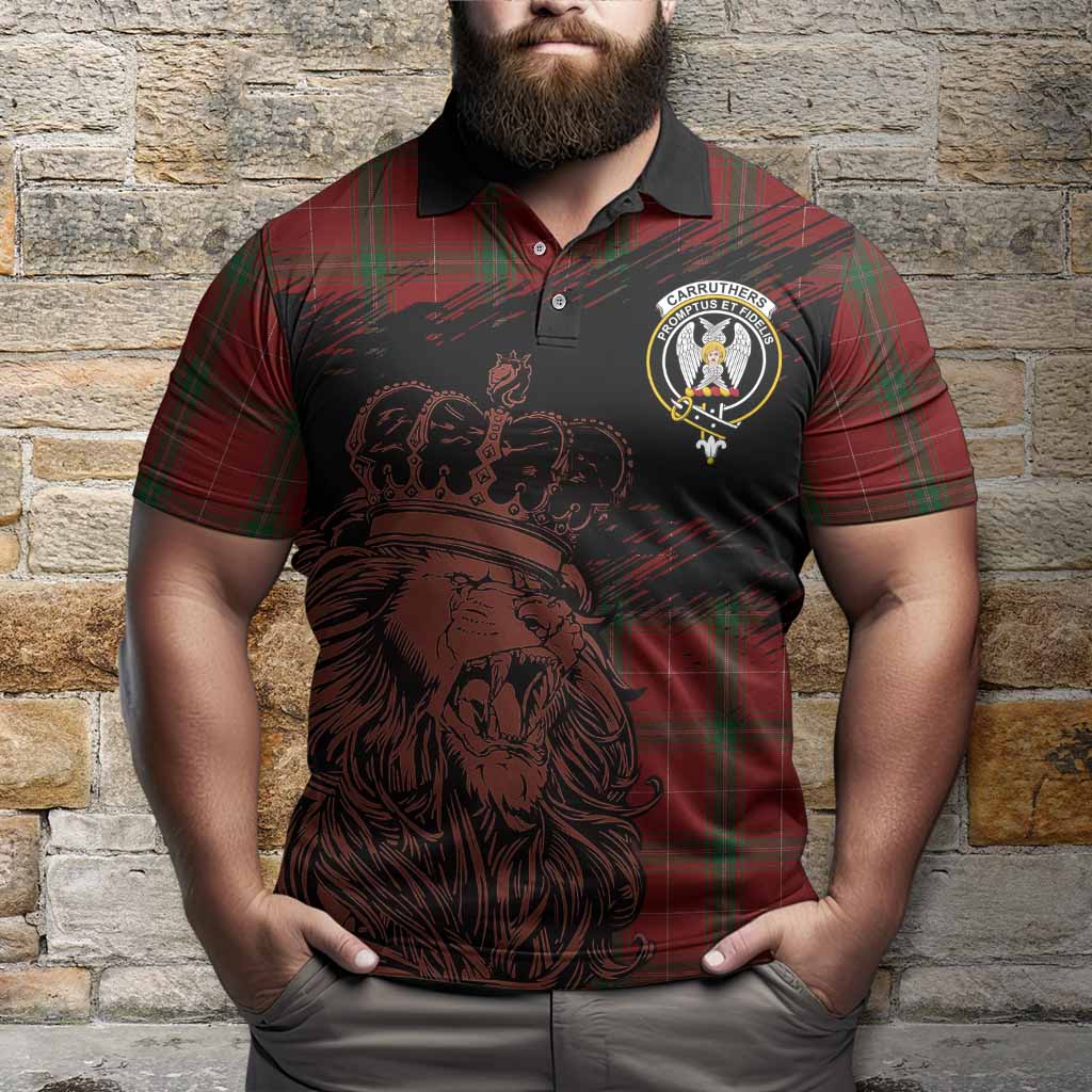 Carruthers Tartan Crest Polo Shirt Crowned Lion Heritage Style