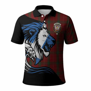 Carruthers Tartan Crest Polo Shirt Scottish Golden Lions Wave Flow