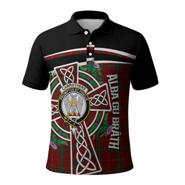 Carruthers Tartan Crest Polo Shirt Scottish Thistle Celtic Cross Alba Gu Brath