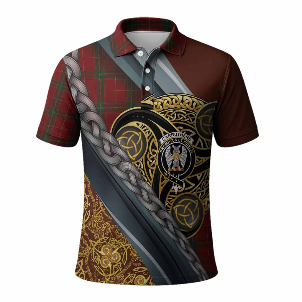 Carruthers Tartan Crest Polo Shirt Scottish Triskele Celtic