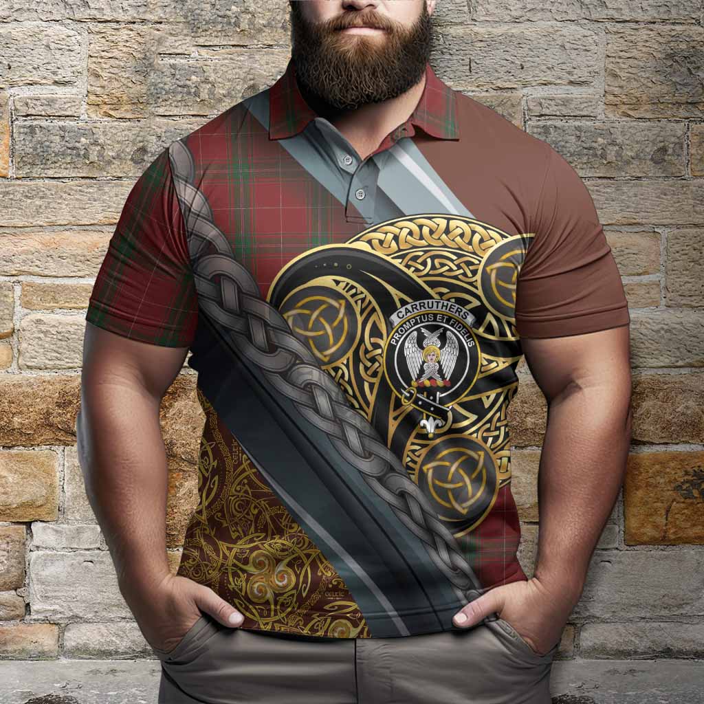 Carruthers Tartan Crest Polo Shirt Scottish Triskele Celtic